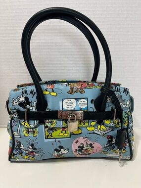 DISNEY Parks Retro Minnie & Mickey Mouse Comic Handbag Shoulder Lock & Key Purse